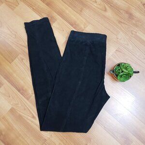 Vince Genuine Suede Leather Leggings Stretch Black Pants Sz Medium M